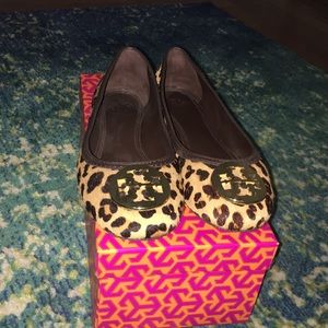 Tory Burch size 6.5 leopard calf hair flats